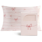 Blush Pink Ribbon Bow Satin Pillowcase & Gift Box Set