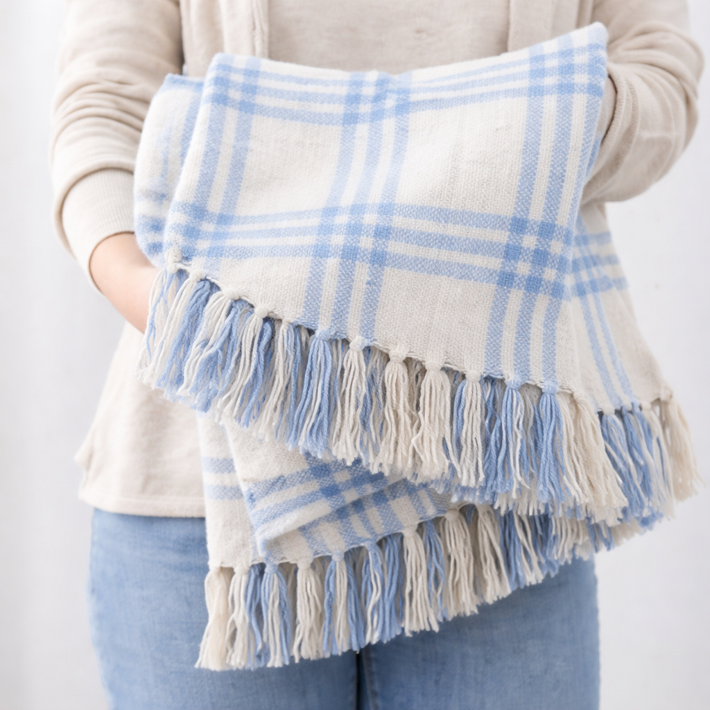Plaid Tassel Throw Blanket