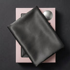 Gemini said Elegant Black Satin Pillowcase with Draped Accent and Designer Gift Box
