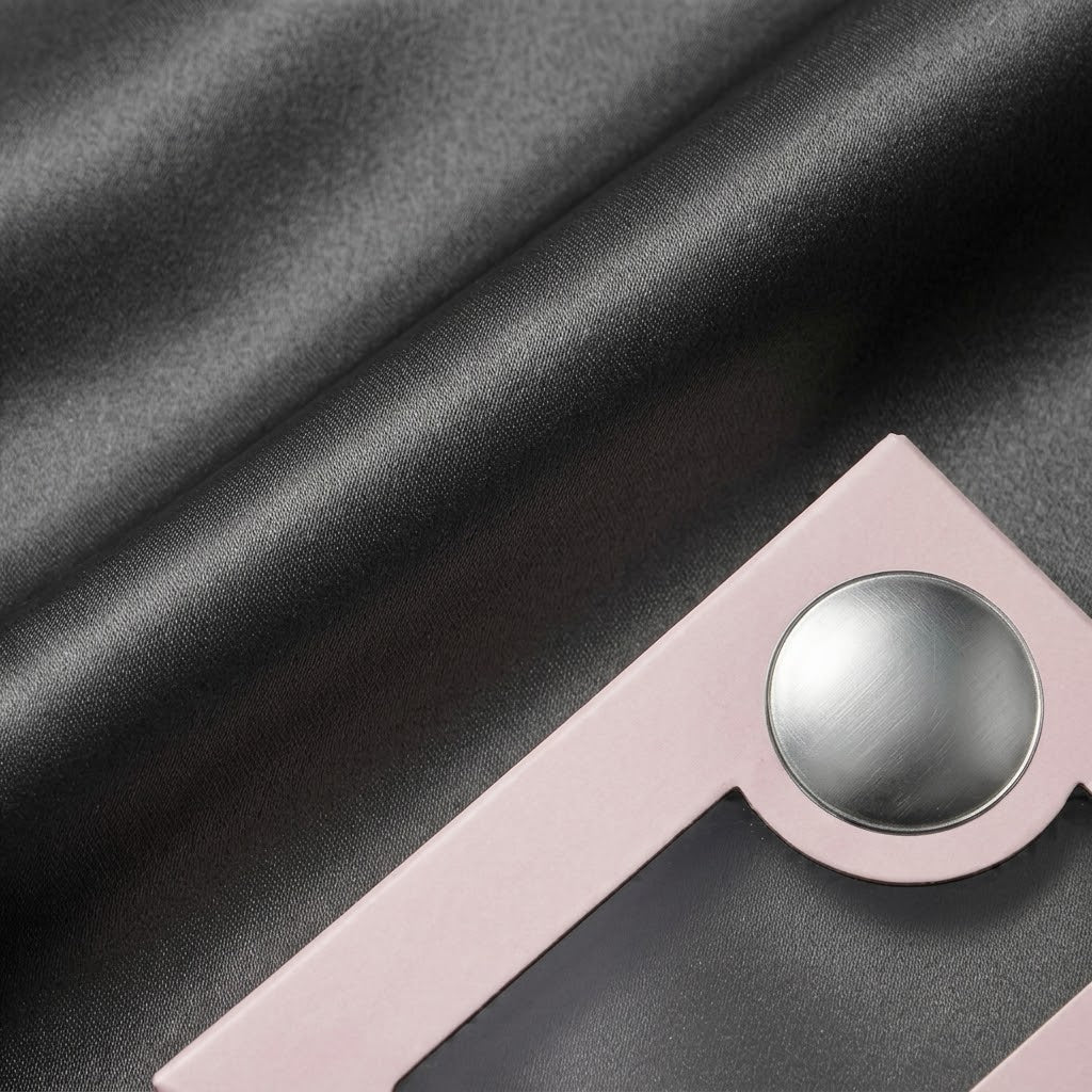 Gemini said Elegant Black Satin Pillowcase with Draped Accent and Designer Gift Box