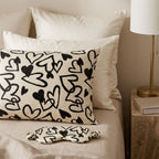 Graphic Heart Print Satin Pillowcase with Draped Detail and Gift Box