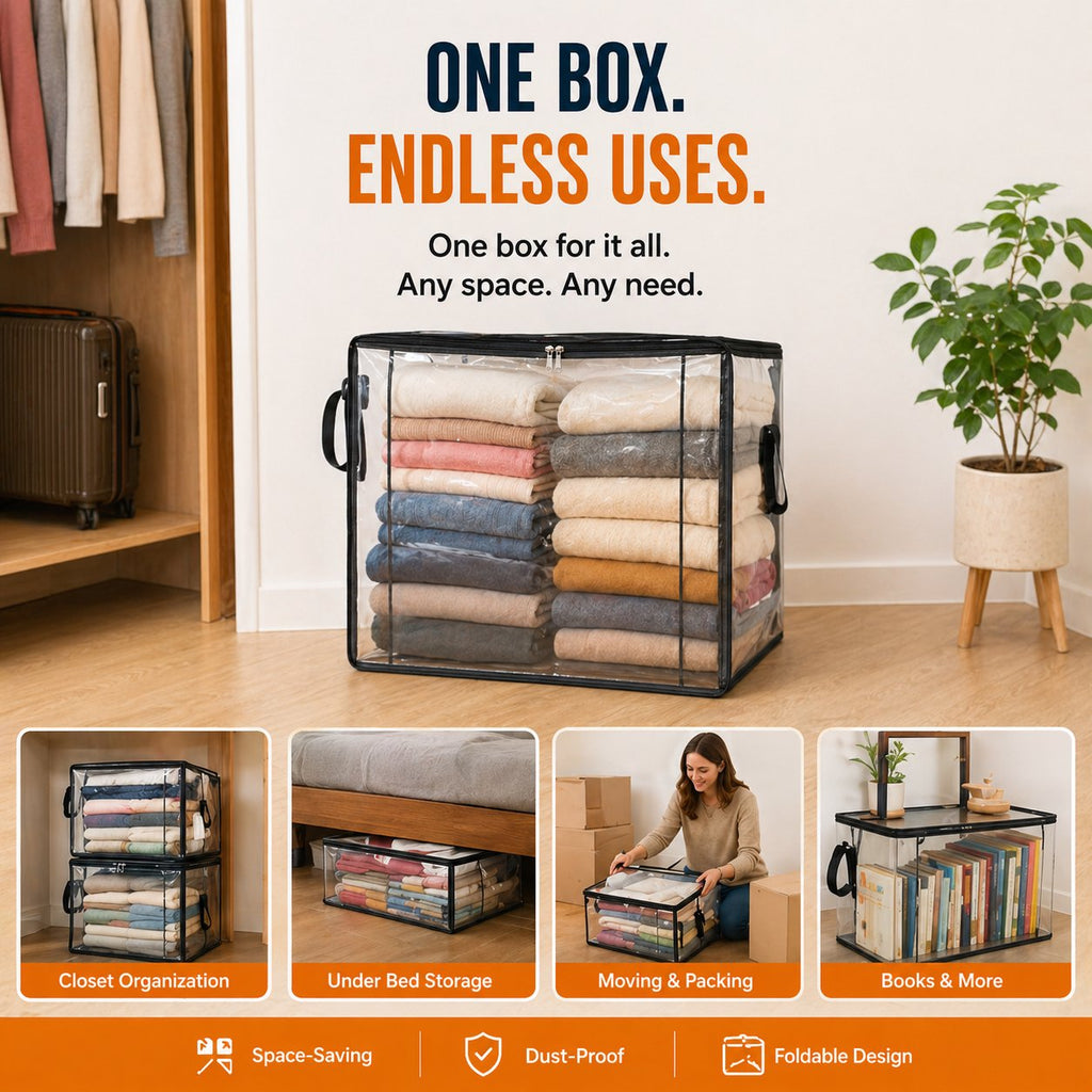 🎁💞LAST DAY 75% OFF ✨📦Pureluxo®Large Heavy-Duty Thick Plastic Clear Storage