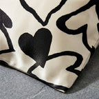 Graphic Heart Print Satin Pillowcase with Draped Detail and Gift Box