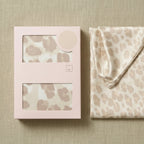 Champagne Leopard Print Satin Pillowcase with Draped Accent and Gift Box