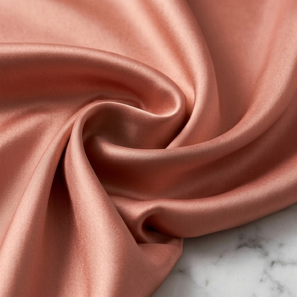 Dusty Rose Satin Pillowcase with Elegant Draped Accent and Gift Box
