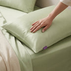 Soft Sage Green Satin Pillowcase with Draped Accent and Gift Box
