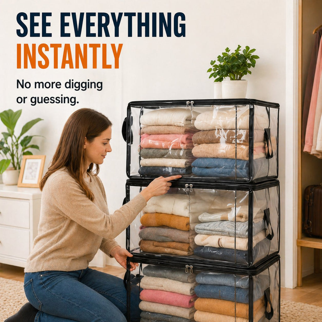 🎁💞LAST DAY 75% OFF ✨📦Pureluxo®Large Heavy-Duty Thick Plastic Clear Storage