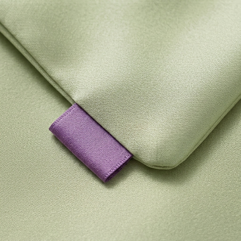 Soft Sage Green Satin Pillowcase with Draped Accent and Gift Box