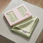 Soft Sage Green Satin Pillowcase with Draped Accent and Gift Box