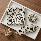 Graphic Heart Print Satin Pillowcase with Draped Detail and Gift Box