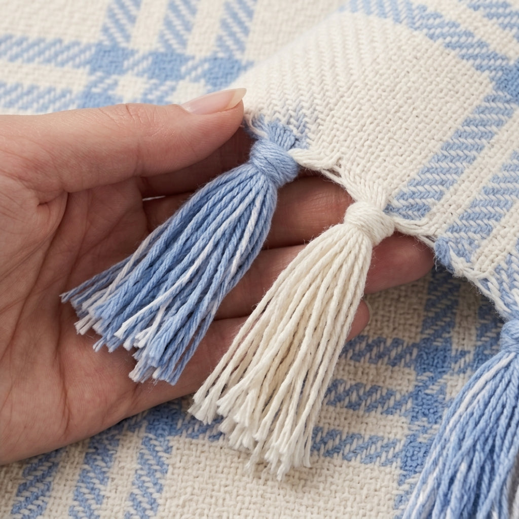 Plaid Tassel Throw Blanket