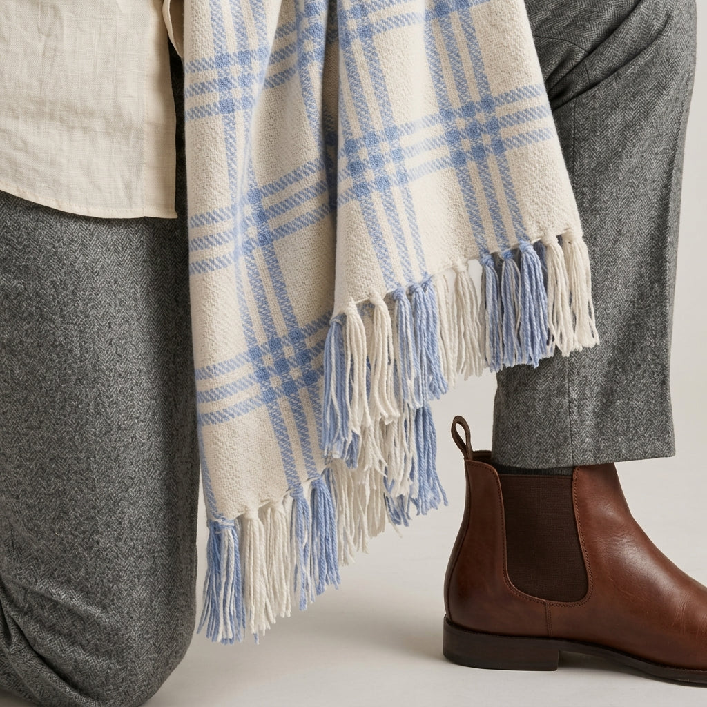 Plaid Tassel Throw Blanket