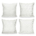 4pc Textured Faux Fur Geometric Cushion Cover