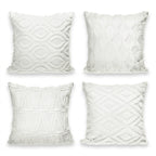 4pc Textured Faux Fur Geometric Cushion Cover